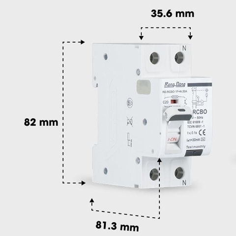RCBO Bảo vệ quá tải và chống dòng rò chống giật Rạng Đông