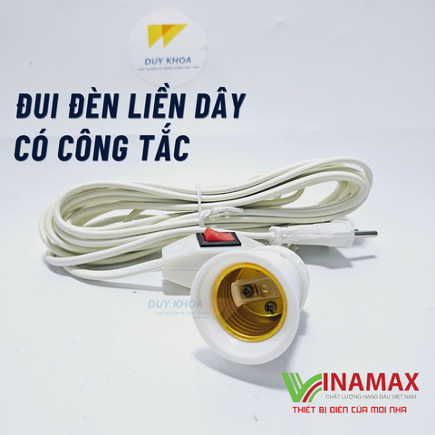 Dây nguồn liền đuôi đèn E27 có công tắc 500W Vinamax