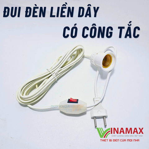Dây nguồn liền đuôi đèn E27 có công tắc 500W Vinamax