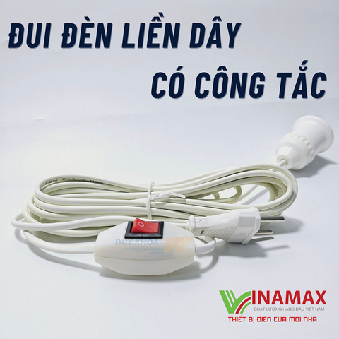 Dây nguồn liền đuôi đèn E27 có công tắc 500W Vinamax