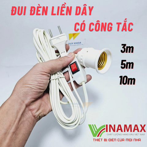 Dây nguồn liền đuôi đèn E27 có công tắc 500W Vinamax