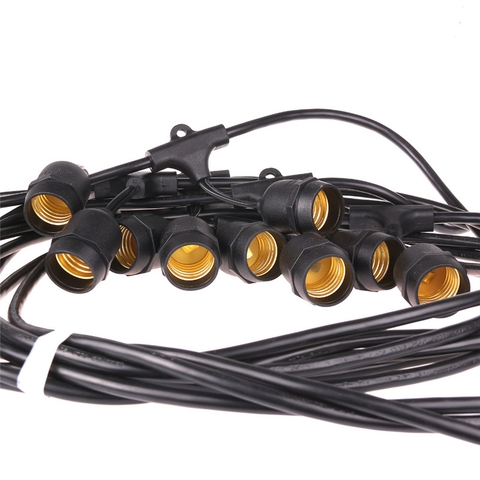 Dây Đui Đèn Ngoài Trời Chống Nước 10m 15 đui đèn E27 Dây Đèn Trang Trí Quán Cà Phê - Sân Vườn.
