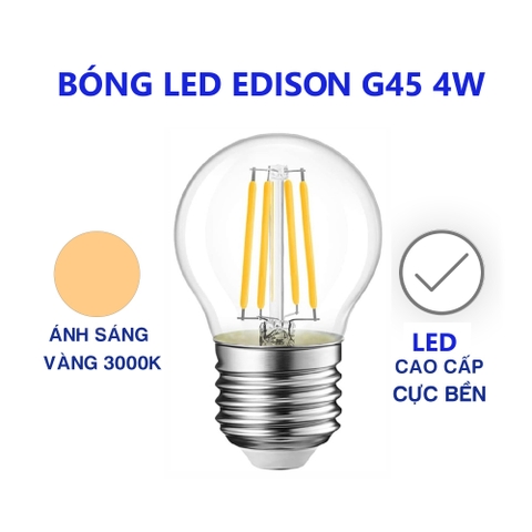 Bóng đèn Edison G45 Led 4w Ánh sáng vàng - Chuyên dùng làm đèn trang trí