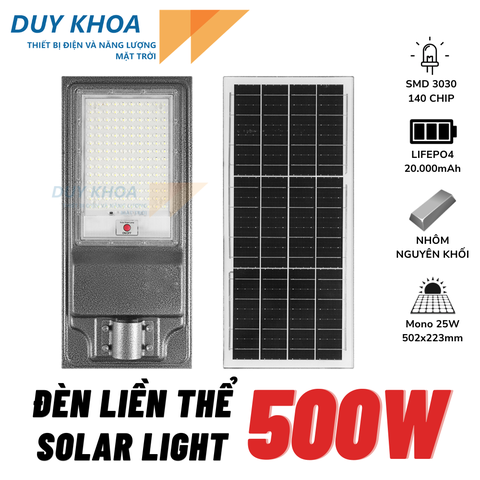 Đèn liền thể mặt ngọc năng lượng mặt trời 500W FD