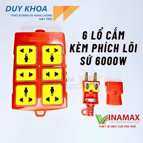 Combo Ổ cắm điện chịu tải lõi sứ kèm phích lõi sứ chịu tải 6000W Vinamax