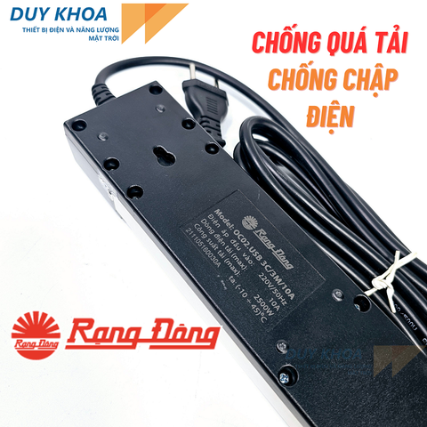 Ổ Cắm Đa Năng 3 ổ cắm có màng che + 2 cổng USB - Rạng Đông