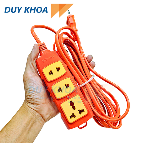 Ổ cắm 3 lõi sứ Hinoki dây 3m 5m 2x1.5 an toàn chịu nhiệt