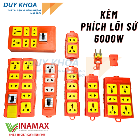 Combo Ổ cắm điện chịu tải lõi sứ kèm phích lõi sứ chịu tải 6000W Vinamax