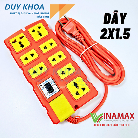 Ổ cắm điện 8 lỗ lõi sứ Vinamax CB30A 6000W | Bếp từ, máy giặt, nồi lẩu
