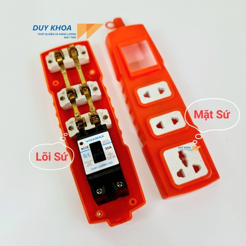 Ổ Cắm điện chịu tải Mặt sứ và Lõi sứ có CB 30A Vinamax