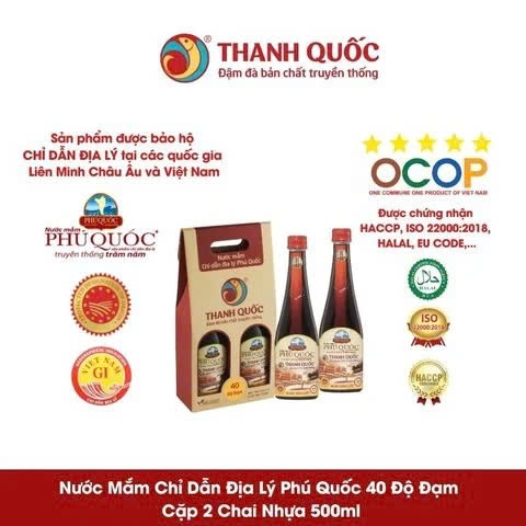 Nước mắm PQ Thanh Quốc - 40 Độ đạm - Hộp 2 Chai 500ml