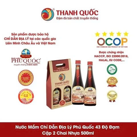 Nước mắm PQ Thanh Quốc - 43 Độ đạm - Hộp 2 Chai 500ml