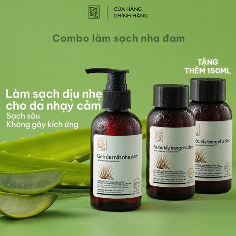 [Mua 1 Tặng 1] Combo Gel rửa mặt Nha đam 150ml +Nước tẩy trang Nha đam 150ml Tặng Nước tẩy trang 150ml