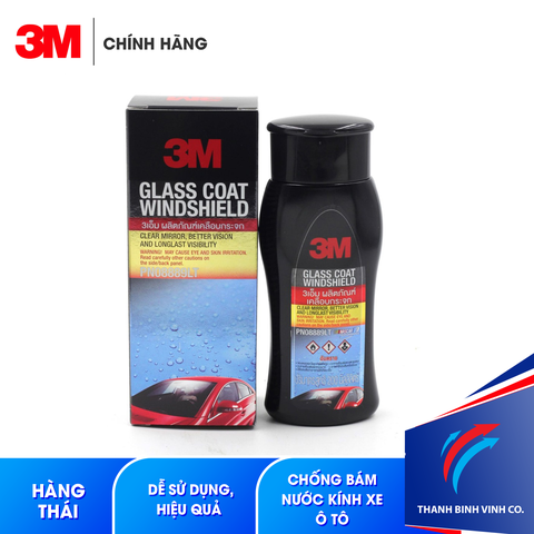 Dung dịch chống bám nước trên kính 3M. 08889LT Glass Coat Windshield 200ml