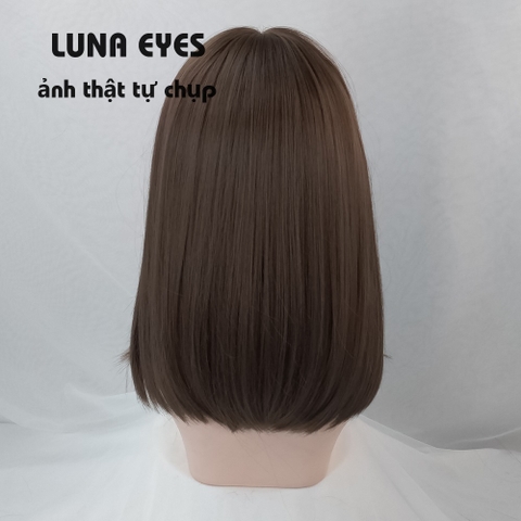 [WL38] Tóc Giả Cụp Lửng Màu Socola Mái Hime