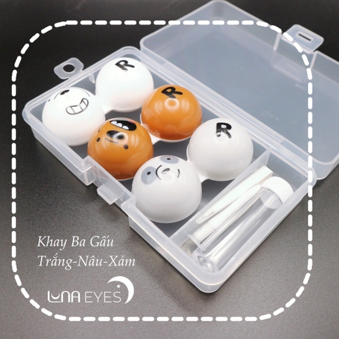Khay Đựng Lens 3 Đôi Hình Thú + dụng cụ đeo