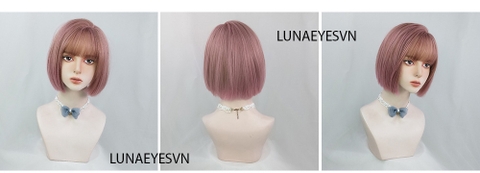 [JG42] Tóc Giả BOB Ngắn Màu Hồng Trà Sữa