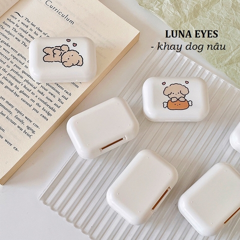 Khay chó nâu LUNA EYES kèm dụng cụ đeo lens