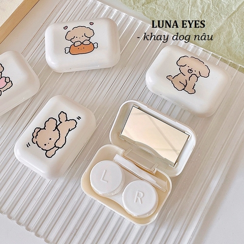 Khay chó nâu LUNA EYES kèm dụng cụ đeo lens