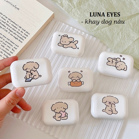 Khay chó nâu LUNA EYES kèm dụng cụ đeo lens