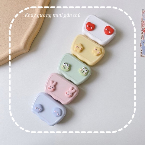 Khay Gương Mini Gắn Thú Nhiều Màu