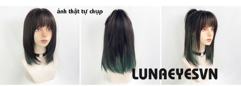 [TS315] Tóc layer ngắn màu đen light xanh lá