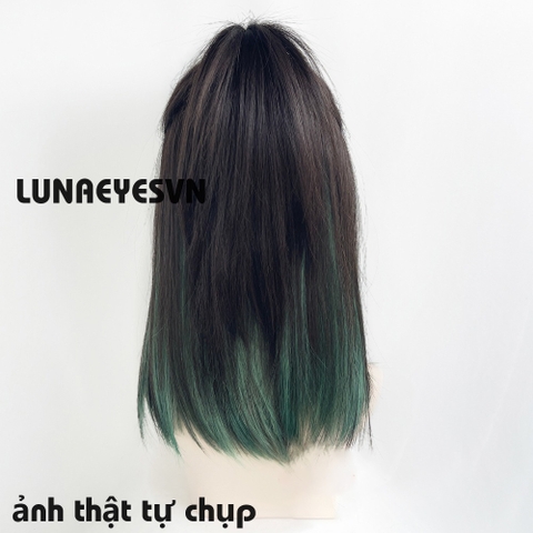 [TS315] Tóc layer ngắn màu đen light xanh lá