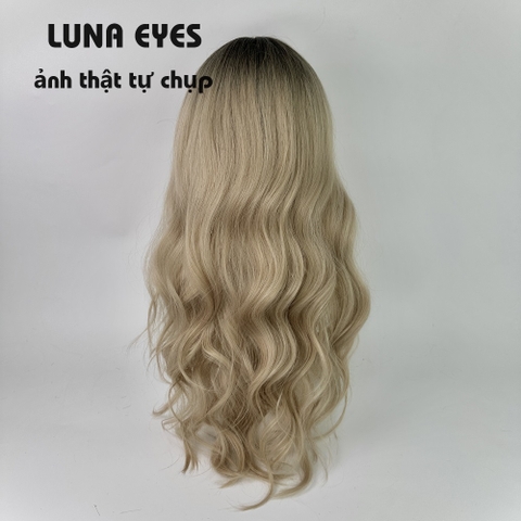 [JG165] Tóc Giả Xoăn Dài Màu Vàng Tây & Chân Tóc Đen