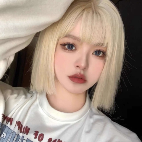 [WTHK55] Tóc Giả Vic Ngắn Màu Vàng Be