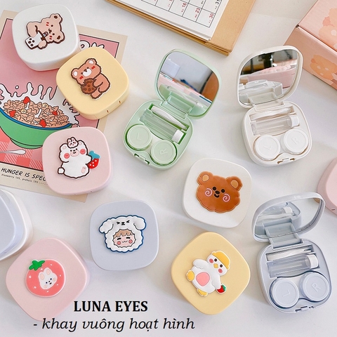 Khay vuông hoạt hình Luna Eyes kèm dụng cụ đeo lens
