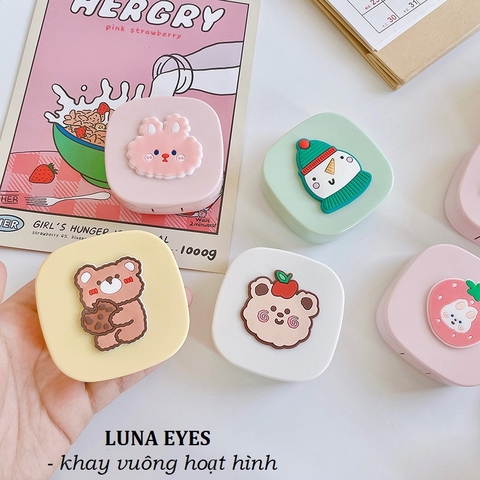 Khay vuông hoạt hình Luna Eyes kèm dụng cụ đeo lens