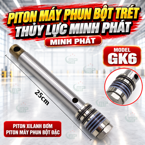 Piton Máy Phun Bột Trét Thủy Lực GK6 Minh Phát, Piton Xilanh Bơm Piton Máy Phun Bột Đặc