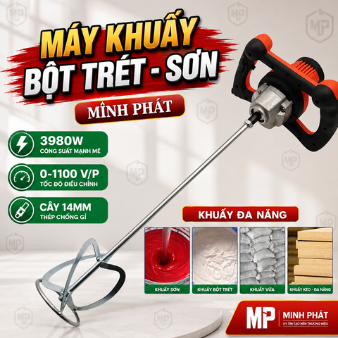 Máy Khuấy Sơn - Khuấy Bột Trét Minh Phát Công Suất Cao 3800W
