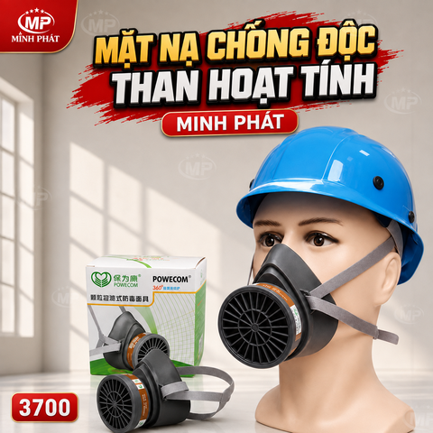 Mặt Nạ Chống Độc Than Hoạt Tính Dây Đeo Cao Su 3700, Phun Thuốc Trừ Sâu , Chống Khói Độc Minh Phát 3700