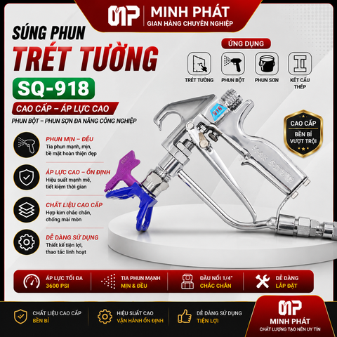 Súng Phun Trét Tường SQ-918 Cao Cấp Minh Phát , Súng Phun Bột Phun Sơn Đa Năng Công Nghiệp Áp Lực Cao