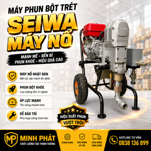 Máy Phun Bột Trét Nhật Bản Seiwa Máy Nổ
