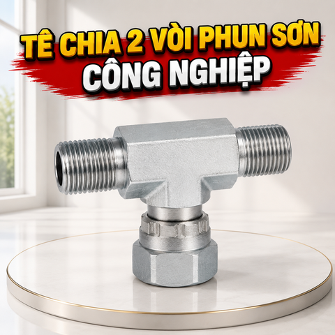 Tê Chia 2 Vòi Phun Sơn Công Nghiệp Minh Phát Ren 13mm