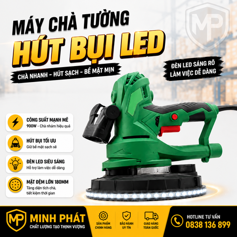 Máy Chà Tường Hút Bụi Đèn Led Minh Phát, Máy Chà Tường 900w Đèn Led