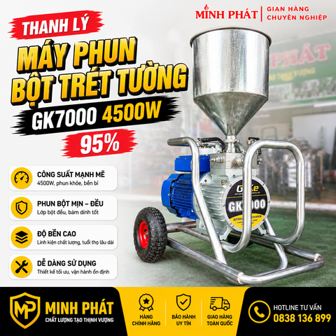 Máy Phun Bột Trét Tường GK7000 4500w 95% Minh Phát