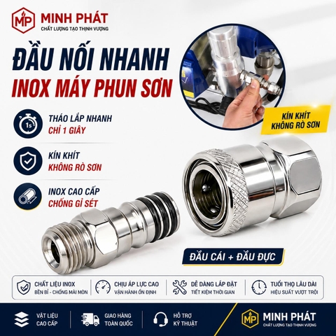Đầu Nối Nhanh Inox Máy Phun Sơn Cao Áp Chính Hãng Minh Phát