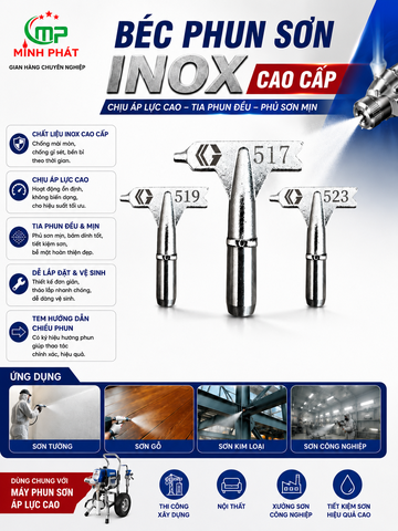 Béc Phun Sơn Inox Cao Cấp Chịu Áp Minh Phát