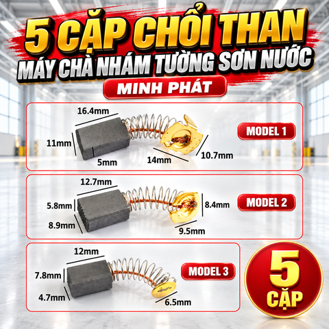 5 Cặp Chổi Than Máy Chà Nhám Tường Sơn Nước Minh Phát