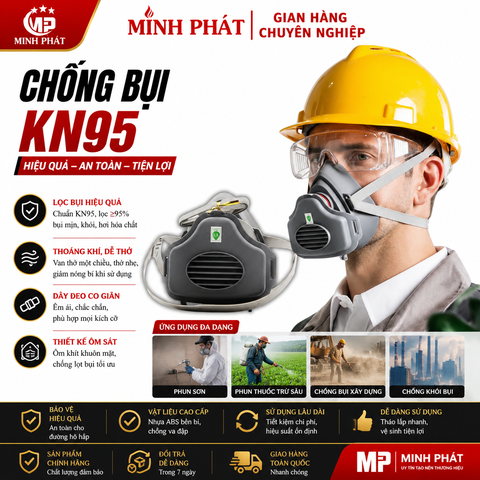 Mặt Nạ Chống Bụi Sơn Nước Minh Phát 3200, Mặt Nạ Phun Thuốc Trừ Sâu,Phun Sơn,Chống Khói Bụi