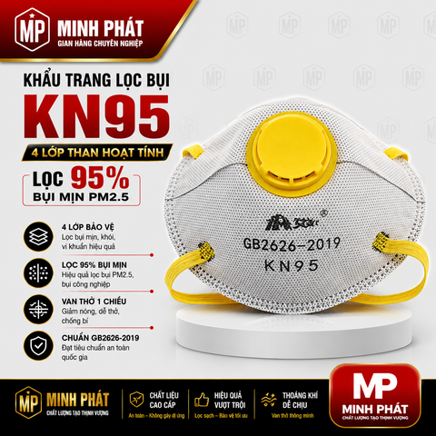 🔰 Khẩu trang lọc bụi KN95 4 lớp than hoạt tính – Lọc 95% bụi mịn PM2.5 | Chuẩn GB2626-2019