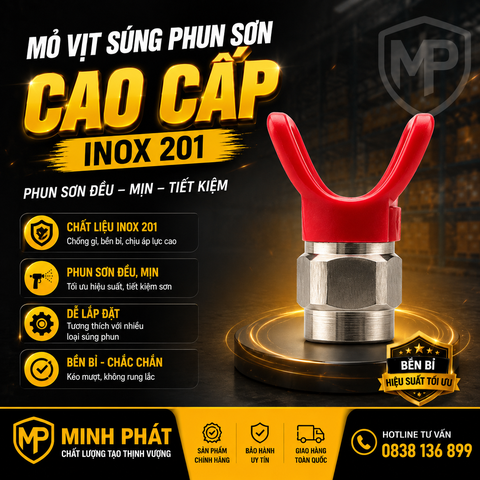 Đầu Súng Phun Sơn Cao Cấp Inox, Mỏ Vịt Súng Phun Sơn Công Nghiệp Minh Phát