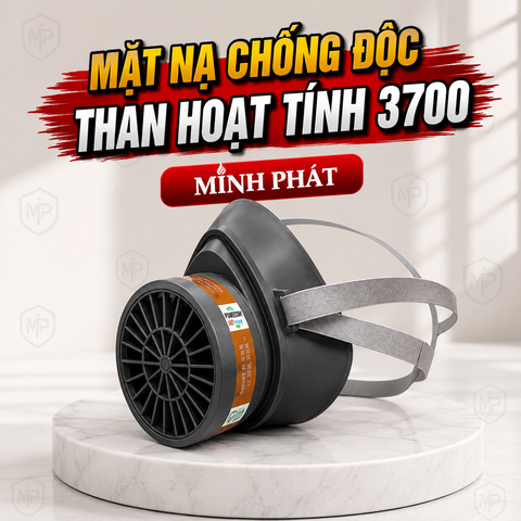 Mặt Nạ Chống Độc Than Hoạt Tính Dây Đeo Cao Su 3700, Phun Thuốc Trừ Sâu , Chống Khói Độc Minh Phát 3700