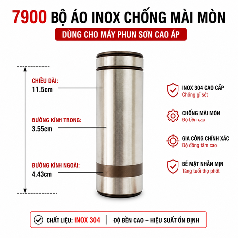 🔧 Bộ Lòng (Xi Lanh) Pump Máy Phun Sơn Cao Áp Airless – Inox 304 Chính Hãng, Chống Mài Mòn, Độ Bền Cao