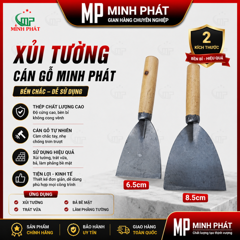 Xủi Tường Cán Gỗ  Minh Phát, Cây Xủi Tường Cũ 6.5cm 8.5cm