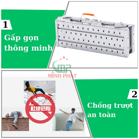 Giàn Giáo Gấp Gọn Thi Công Minh Phát D 1m6 Rộng 25cm Cao 80-120cm, Ghế Xếp Công Trình Xếp Gọn Minh Phá
