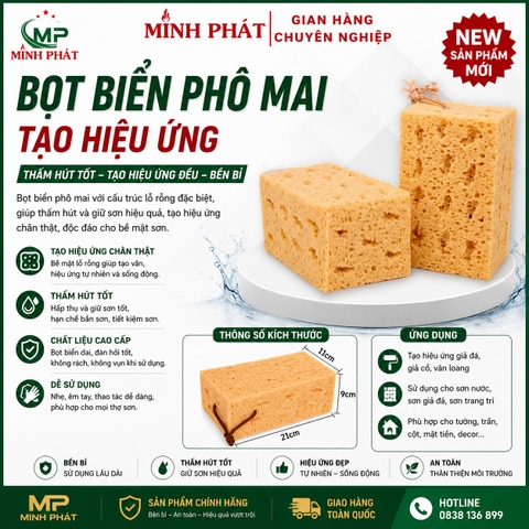 Miếng Mút Bọt Biển Phô Mai Minh Phát Tạo Hiệu Ứng Sơn Tường Trang Trí